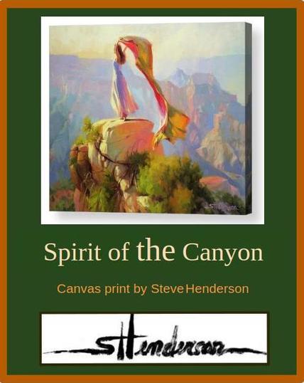 Canvas print of an original oil painting depicting a sprite standing at the Grand Canyon, arms outstretched.