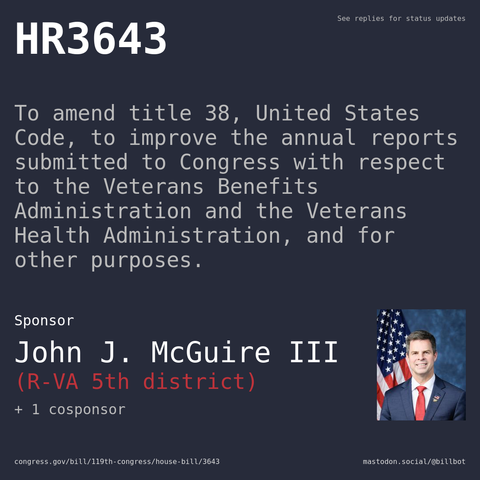 Description of HR3643, and a depiction of its sponsor, John J. McGuire III.