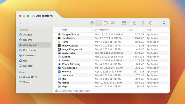 A Finder window that looks like a folder