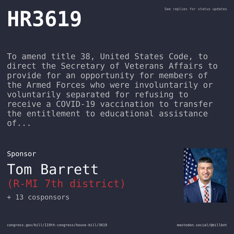 Description of HR3619, and a depiction of its sponsor, Tom Barrett.