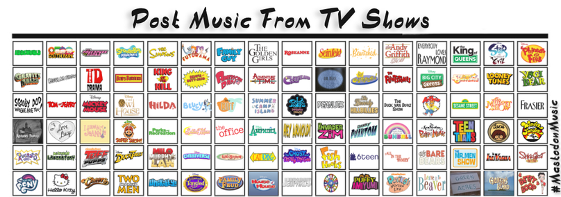 Text post music from tv shows a buncha tv shows represented which is how I learned your culture growing up FOOLS