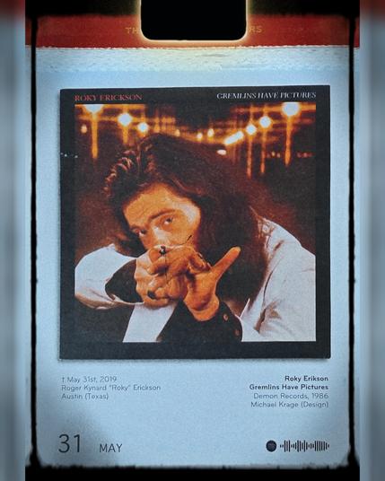 Abreißtageskalender von seltmann mit dem Kalenderblatt des Vinyl-Covers der LP "Gremlins Have Pictures" (1986) von Roky Erickson