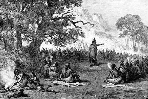27 avril 1763 Le chef amérindien Pontiac prend la parole lors d'une réunion du conseil pour tenter d'encourager d'autres tribus à se joindre à lui pour attaquer les forces britanniques. Au cours des trois années suivantes, la rébellion de Pontiac a contraint les colons à reconnaître des zones de terres indigènes.

source : @workingclasshistory