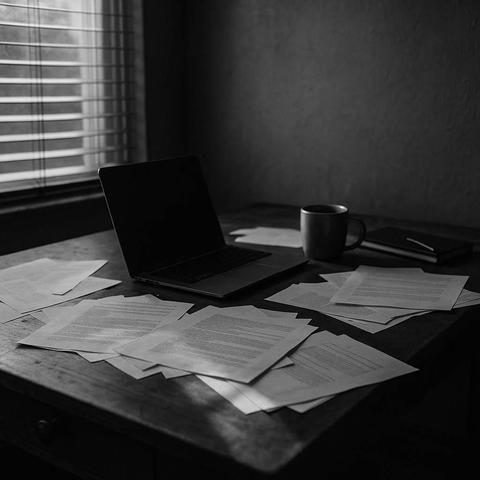 une table de travail bien encombrée