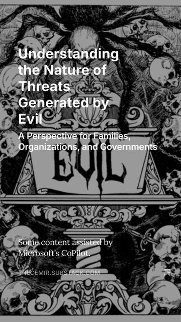 Understanding the Nature of #Threats Generated by #Evil
A Perspective for Families, Organizations, and Governments
An analysis by the CEMIR at our Substack: 
https://thecemir.substack.com/p/understanding-the-nature-of-threats

