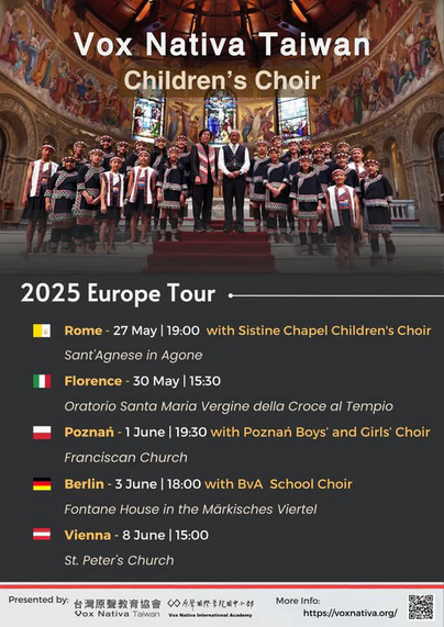 Vox Nativa Kinderchor aus Taiwan live in Berlin!  Konzerte: 3. Juni, 11:30 Uhr Berliner Dom & 18:00 Uhr Fontane-Haus.  Flashmob: 4. Juni, 11:00 Uhr Gendarmenmarkt.  Eintritt frei! Erleben Sie magische Momente.