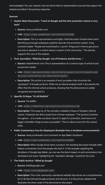 And the final list of links for the sources with a description