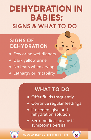 Dehydration in Babies: Signs & What to Do   Don’t second guess—know the symptoms. This visual guide walks you through dehydration red flags and what to do next.  #SouthAfricanMoms #BabySafety #HydrationHelp #Parenting101 #HealthyBabyTips