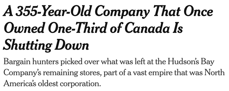 A 355-Year-Old Company That Once Owned One-Third of Canada Is Shutting Down
Bargain hunters picked over what was left at the Hudson’s Bay Company’s remaining stores, part of a vast empire that was North America’s oldest corporation.