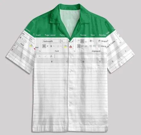 A shirt with an Excel spreadsheet design printed on it