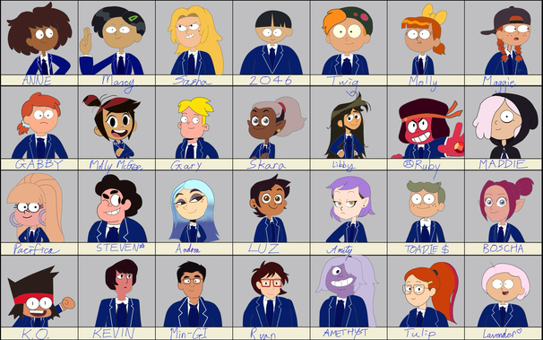 The Owl House, Steven Universe, Dead End: Paranormal Park, Final Space, The Ghost and Molly McGee, Hailey’s On It, Gravity Falls, Titan Academy, JianHao Tan, Original Character