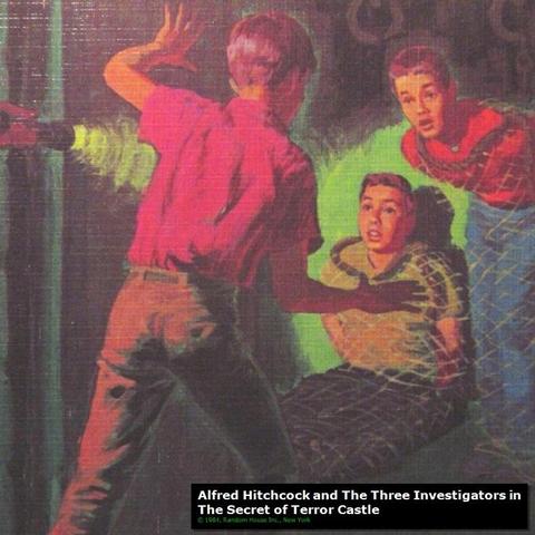 Alfred Hitchcock and The Three Investigators in The Secret of Terror Castle (US-Erstausgabe, 1964): Cover - Detail