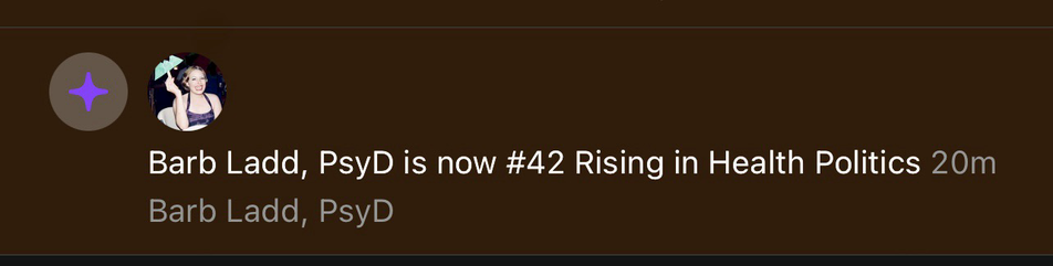 “Barbara Ladd, PsyD now #42 Rising in Health Politics”