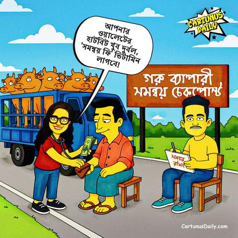 আপনার এলাকার গরুর হাটের কি অবস্থা? গরু ব্যাপারীরা "সমন্বয় ফি" চাহিবা মাত্র দিচ্ছে? 

কার্টুন নং: ২৪৯

#CartunusDaily #Bangladesh #Bangladeshi #politicalcartoons #BangladeshCrisis #freedomofspeech #DrYunus #dryunusgovt #YunusRegime #yunusgovernment #dryunusagainstjournalists
#কার্টুনুসডেইলি