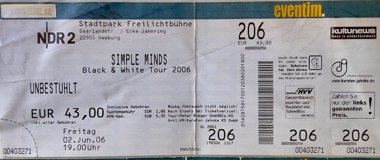 Ticket Simple Minds 