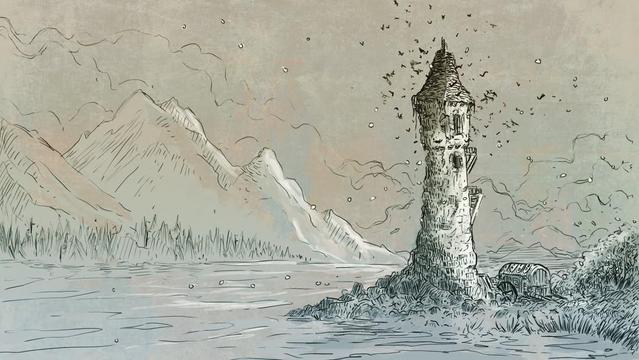 draw of Lake Baratok tower Sns Strahd's campaign