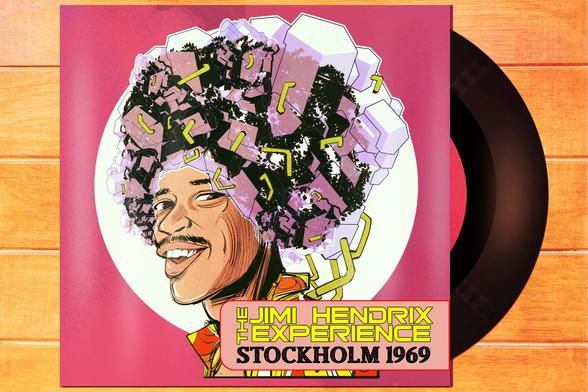 Album art featuring Jimi Hendrix. The text reads "The Jimi Hendrix Experience: Stockholm 1969".