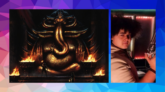 Cthulhu book cover elephant statue with picture of Morgan