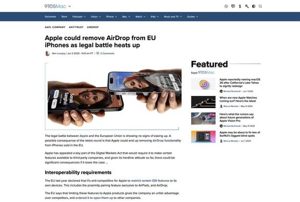 Apple Could Remove AirDrop from EU iPhones