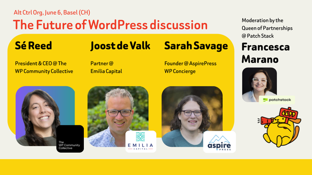 Se Reed, Joost de Valk, Sarah Savage and Francesca Marano on the Future of WordPress discussion 