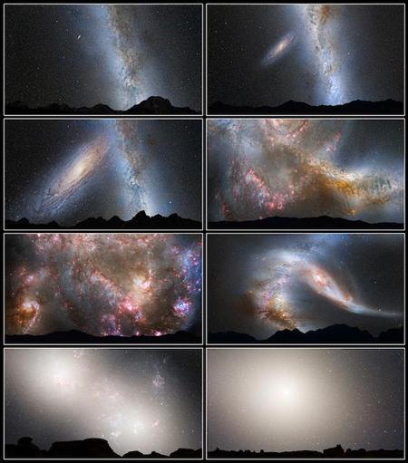 Stages of envisioned Milky Way & Andromeda galaxy. It will be interesting to watch in the beginning, but resulting in dull sky. Too bad there will be nobody to watch it by then.