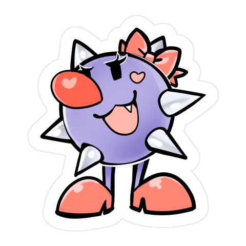 zelda, a lavender little spike ball girl, standing proud