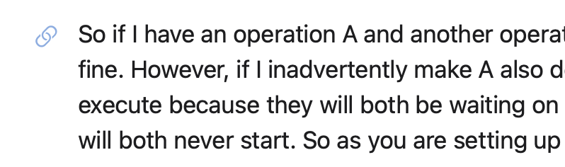 Screenshot of part of a paragraph of textI with an anchor icon in the margin.