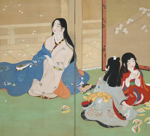 Picture of women playing kai-awase.

Image thanks - https://ukiyo-e.org/
