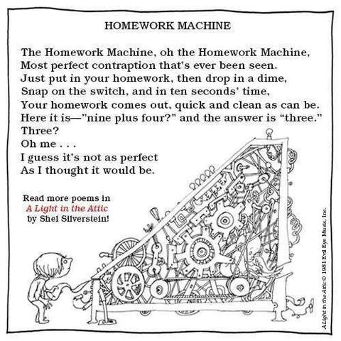 LLMs Predictions 1981 - The Homework Machine - Shel Silverstein ;> #llm #homework #shelsilverstein