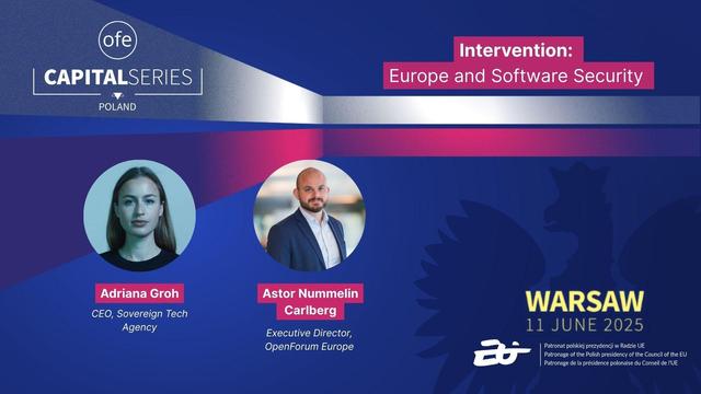 Session overview "Europe and Software Security" with Adriana Groh and Astor Nummelin Carlberg