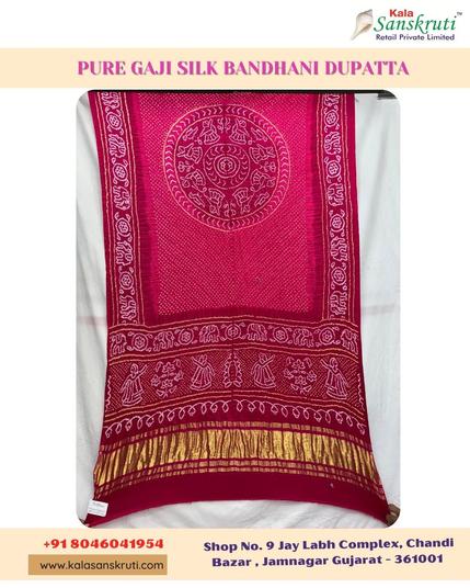 A symphony of Magenta & Pink! 💖💜 Our Pure Gaji Silk Bandhani Dupatta