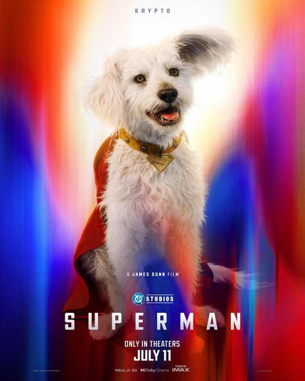 DC Studios promotional image of Krypto the Super Dog in his cape.