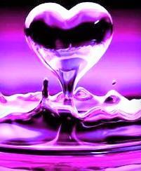 Lavender and purple water with a big heart rain drop