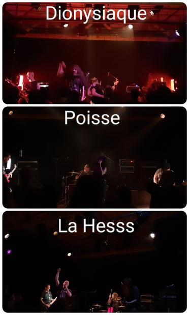 Concert au Grrrnd Zero pour du Grind. 
On commence par La Hesss et toujours aussi puissant mais trop court. 
Ensuite c'est Poisse, du Black Metal avec rythme Punk: excellent d'énergie et de violence. 
Pour terminer Dionysiaque, un peu trop lent pour moi.