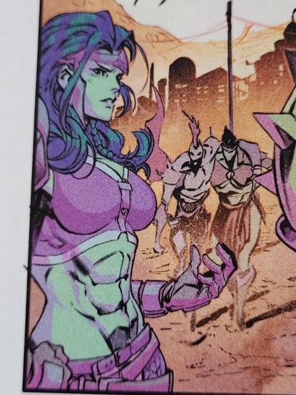 Viñeta de Imperial #1 mostrando a Hulka/She-Hulk con atuendo de gladiador de Sakaar