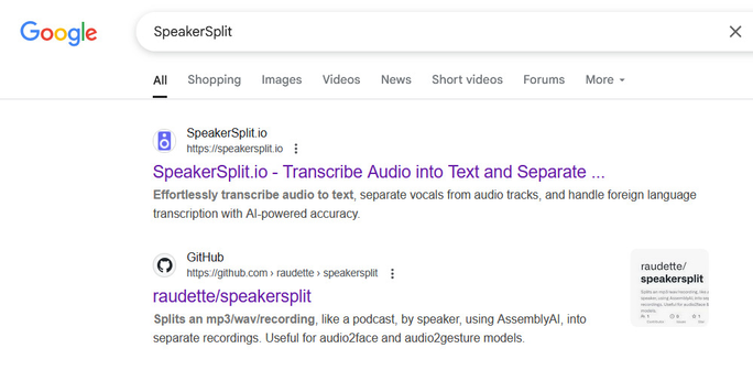 My python script is the #2 hit SpeakerSplit