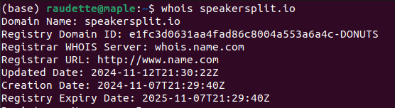 speakersplit.io registered on November 7, 2024
