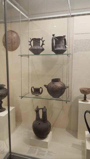 The vases in  musem display