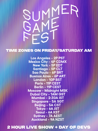 Get ready! Summer Game Fest continues this Friday & Saturday with showcases across time zones 🌍⏰ 

Don’t miss your favorite events-check your local time and tune in live! #SummerGameFest #GamingEvents

More news and updates at
www.baskingamer.com

#baskingamer #gamer #gaming #GamingCommunity #gamingevent #gamingevents #gamers #GamersUnite #Trending 