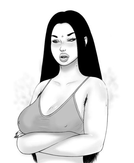 armpit hair 

armpits 

armpits fetish 

cleavage 

hair growth 

hairy armpits 

lactation 

lactation through clothes 

smile 

steaming body 

tank top 

thick lips