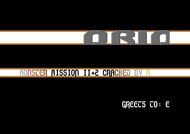 Screenshot of "Monster Station II" - Crack: Orion - Published by Paul Browne on Commodore 64 (19xx)