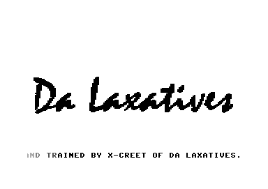 Screenshot of "Shblib and Cheese" - Crack: Da Laxatives - Published by Binary Zone on Commodore 64 (1997)