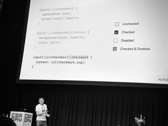 Tim presents how to style checkboxes