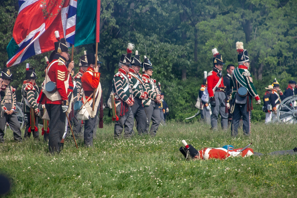 The back office!  Drums, staff and Colour Party look at action downfield
