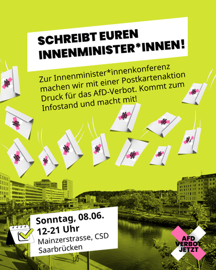 Das SharePic zeigt die Eckdaten aus dem Text der Aktion in Saarbrücken.