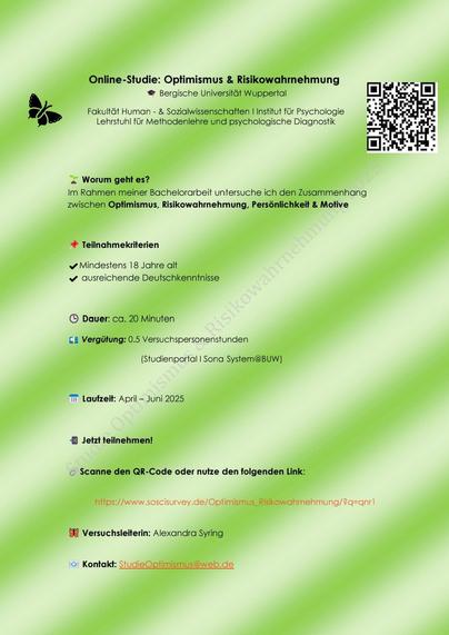 Flyer mit Informationen zur Studie. Nicht Barrierefrei.