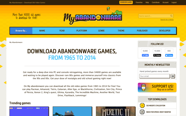 My Abandonware - one of the largest sites of current times, rejoining The Abandonware Ring.
