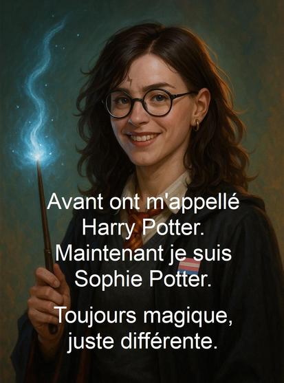Avant : Harry Potter.
Maintenant : Sophie Potter.
Toujours magique, juste différente.
