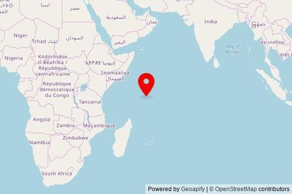 A zoomed in map showing a pin at the position of St. Paul's Cathedral, Royal Street, Victoria, Seychelles