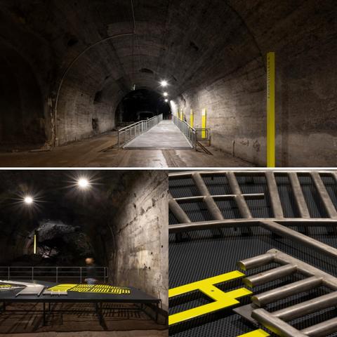 Blick in die neugestaltete Stollenanlage der KZ-Gedenkstätte Mittelbau-Dora. Foto: GFG / Gruppe für Gestaltung GmbH,  Michael Iffländer